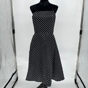 VTG Jody California Black White Polka Dot‎ Crinoline Dress USA Fit & Flare XS/S
